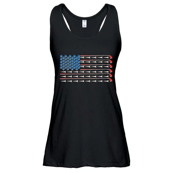 Golf Balls Tees Clubs USA American Flag Ladies Essential Flowy Tank