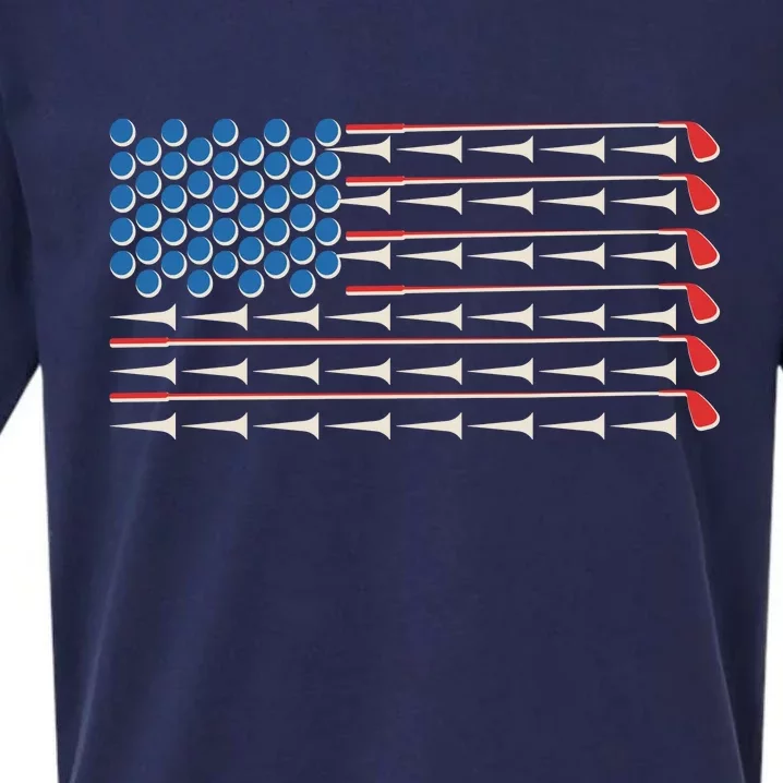 Golf Balls Tees Clubs USA American Flag Sueded Cloud Jersey T-Shirt