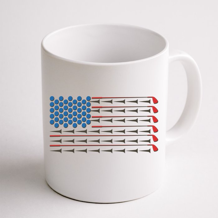 Golf Balls Tees Clubs USA American Flag Front & Back Coffee Mug