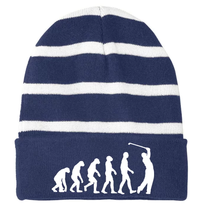 Golf Evolution Funny Golfer Striped Beanie with Solid Band