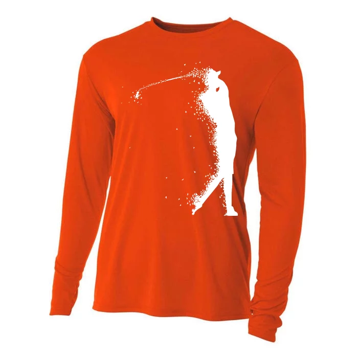 Golf Swing Splatter Golfer Logo Cooling Performance Long Sleeve Crew