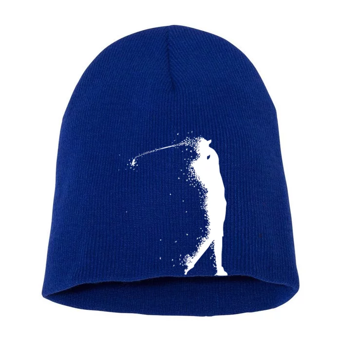 Golf Swing Splatter Golfer Logo Short Acrylic Beanie