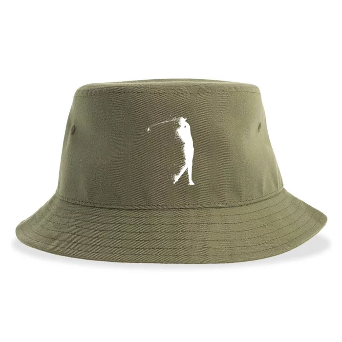 Golf Swing Splatter Golfer Logo Sustainable Bucket Hat