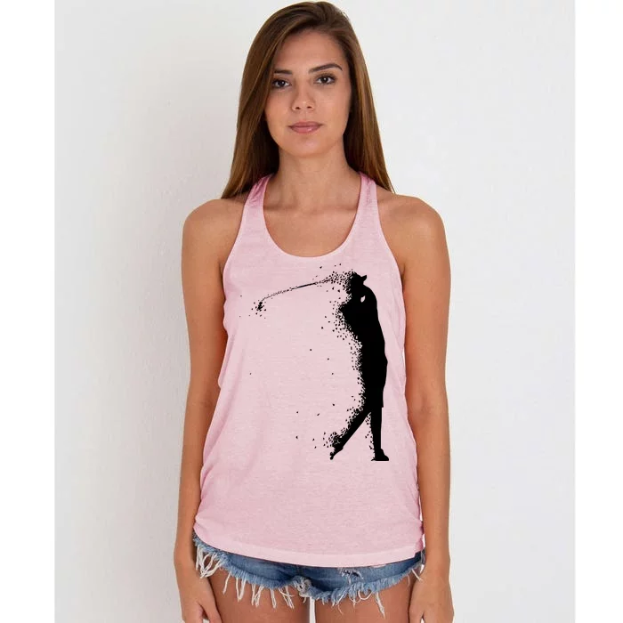 Golf Swing Splatter Golfer Logo Women's Knotted Racerback Tank