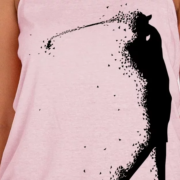 Golf Swing Splatter Golfer Logo Women's Knotted Racerback Tank