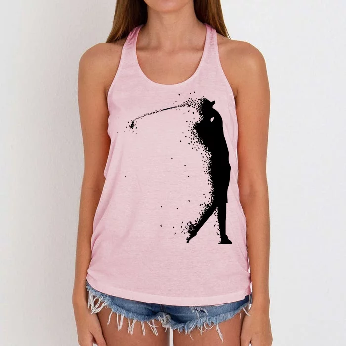 Golf Swing Splatter Golfer Logo Women's Knotted Racerback Tank