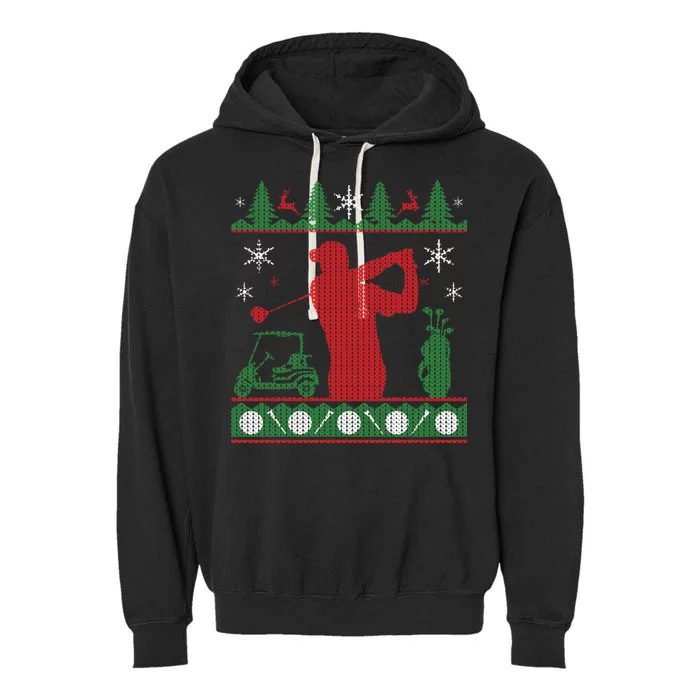 Golf Ugly Christmas Sweater Garment-Dyed Fleece Hoodie