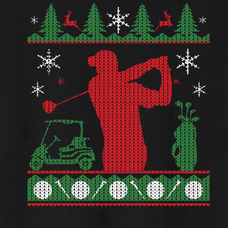 Golf Ugly Christmas Sweater Women's Crop Top Tee