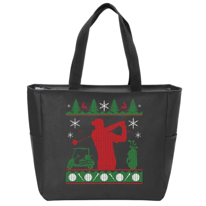 Golf Ugly Christmas Sweater Zip Tote Bag