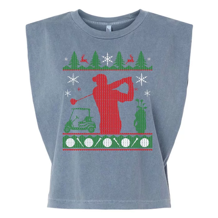 Golf Ugly Christmas Sweater Garment-Dyed Women's Muscle Tee