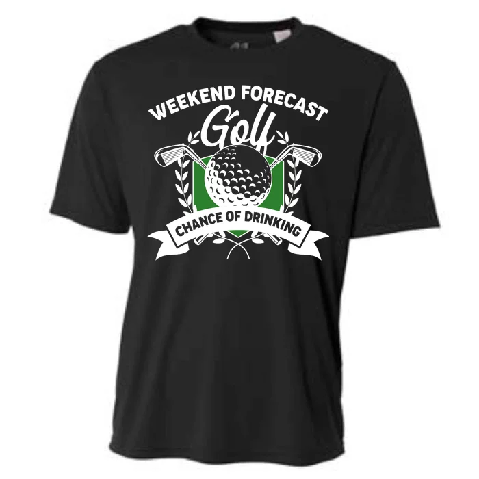 Golf Weekend Forecast Chance of Drinking Cooling Performance Crew T-Shirt