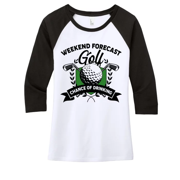 Golf Weekend Forecast Chance of Drinking Women's Tri-Blend 3/4-Sleeve Raglan Shirt