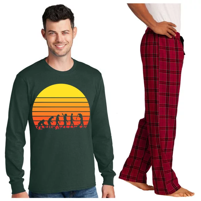 Golfer Evolution Sunset Long Sleeve Pajama Set