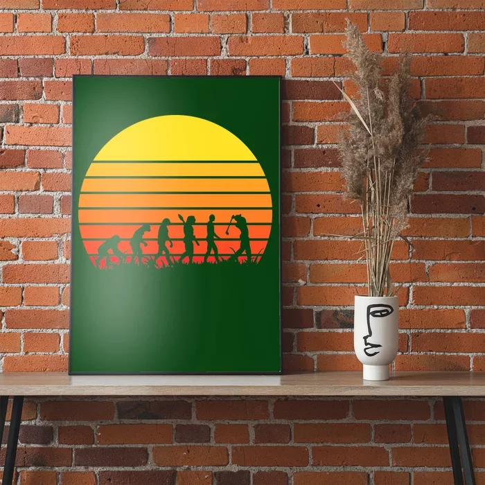 Golfer Evolution Sunset Poster