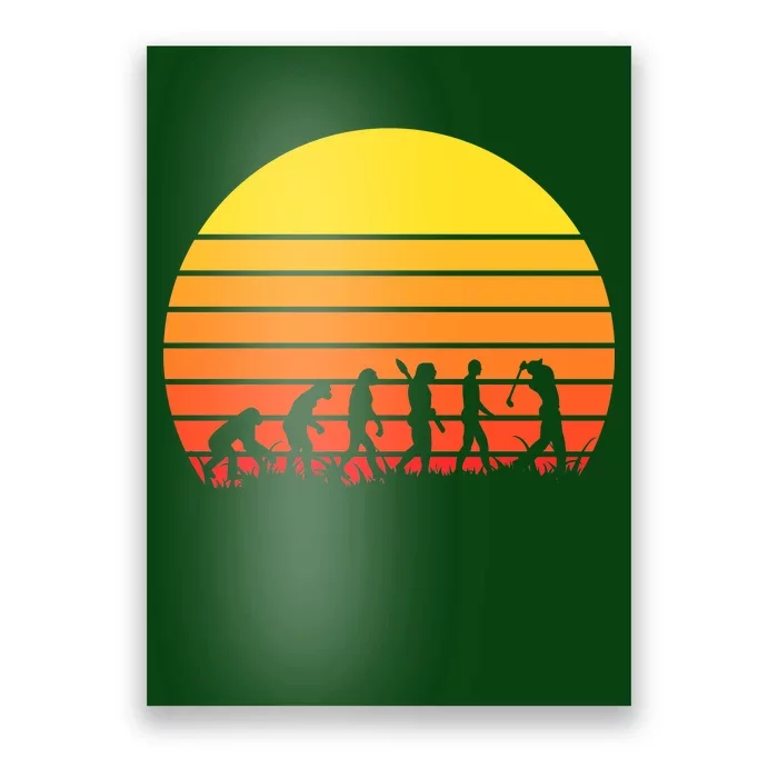 Golfer Evolution Sunset Poster