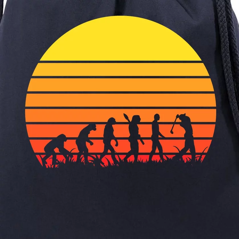 Golfer Evolution Sunset Drawstring Bag