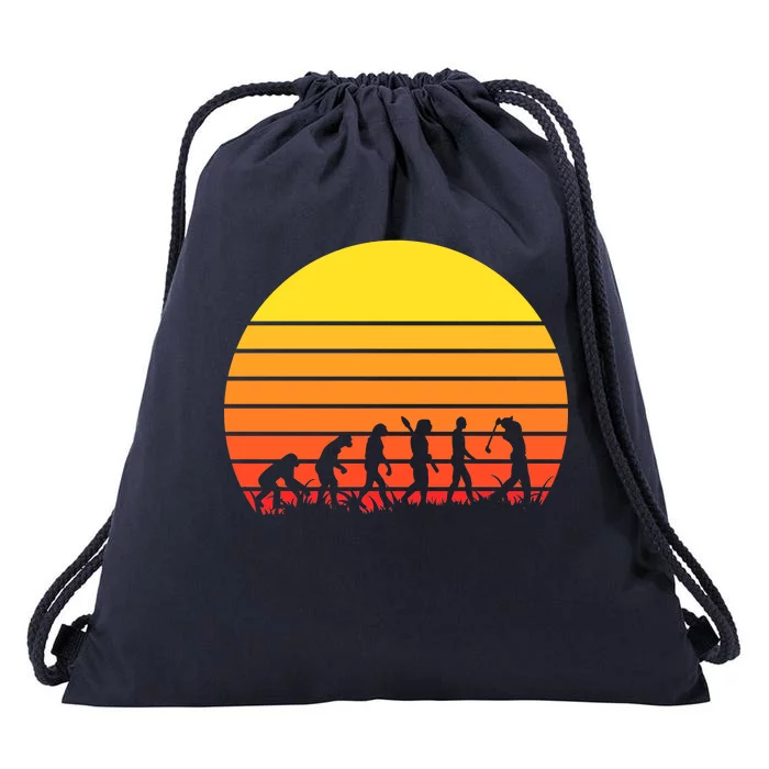 Golfer Evolution Sunset Drawstring Bag