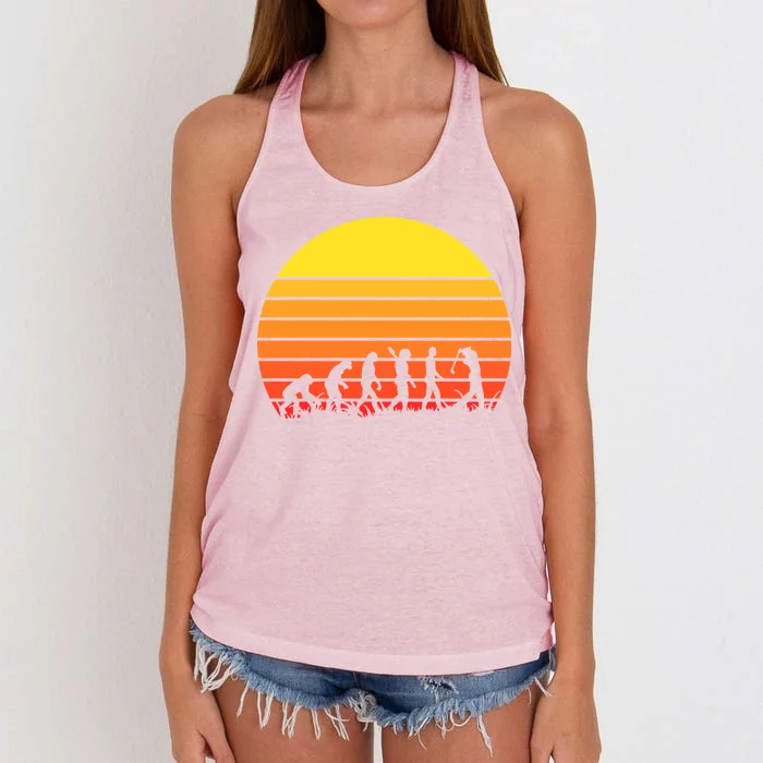 Golfer Evolution Sunset Women's Knotted Racerback Tank