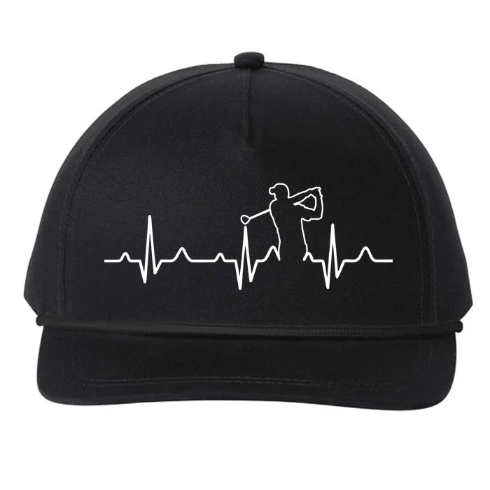 Golfer Heartbeat I Love Golf Snapback Five-Panel Rope Hat