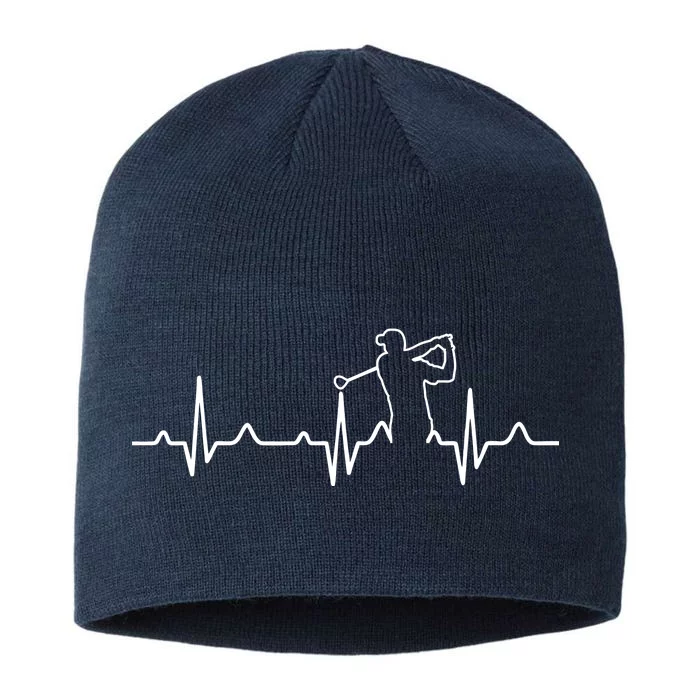 Golfer Heartbeat I Love Golf 8 1/2in Sustainable Knit Beanie