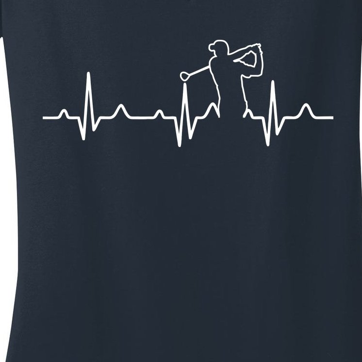 Golfer Heartbeat I Love Golf Women's V-Neck T-Shirt