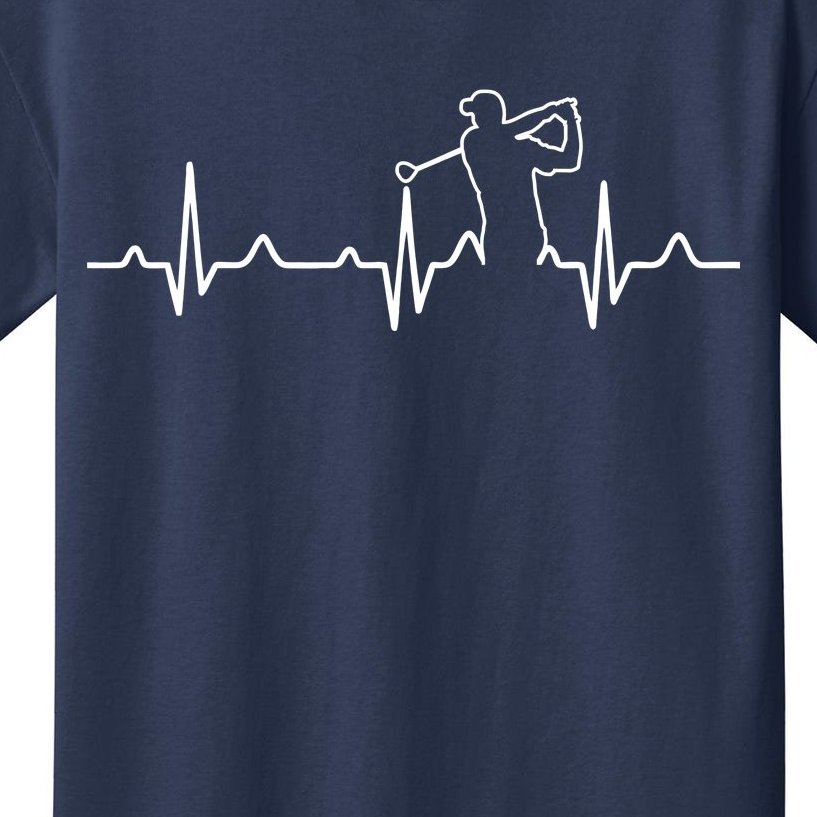 Golfer Heartbeat I Love Golf Kids T-Shirt