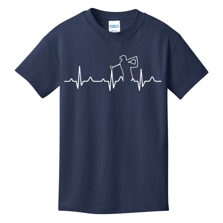 Golfer Heartbeat I Love Golf Kids T-Shirt