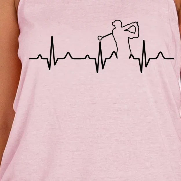 Golfer Heartbeat I Love Golf Women's Knotted Racerback Tank