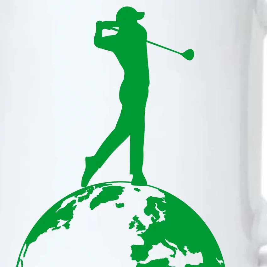 Golfer on top of the World Golf Logo Black Color Changing Mug