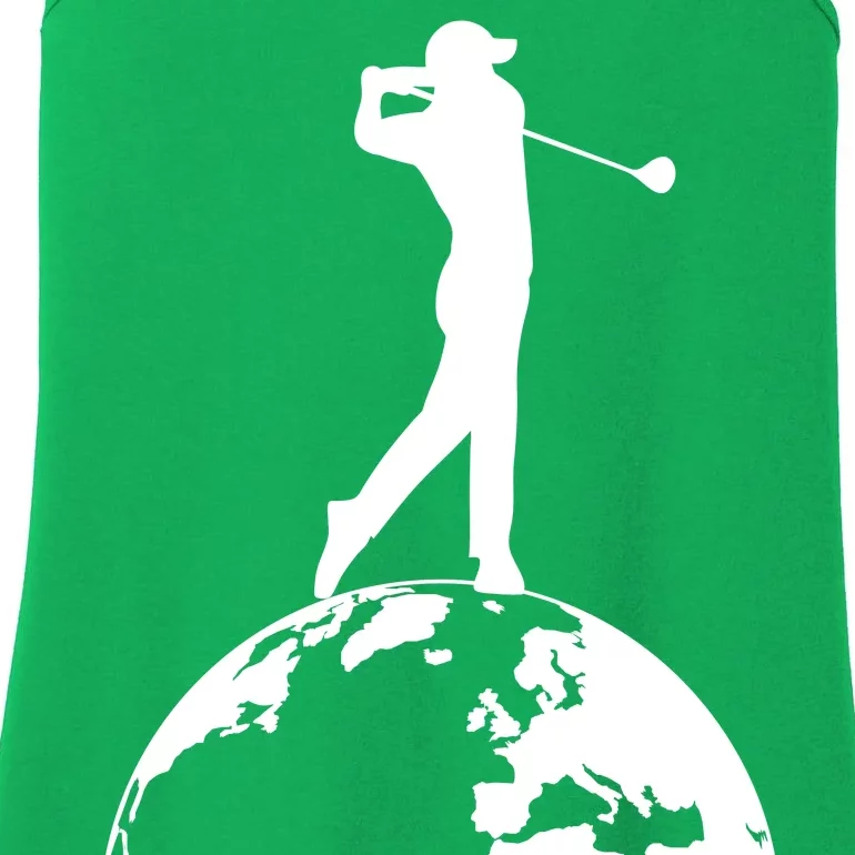 Golfer on top of the World Golf Logo Ladies Essential Tank