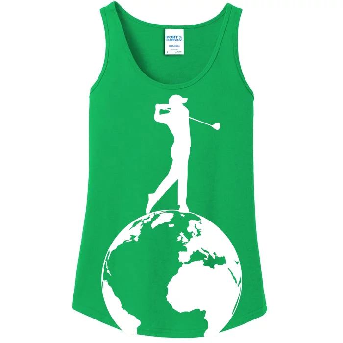 Golfer on top of the World Golf Logo Ladies Essential Tank