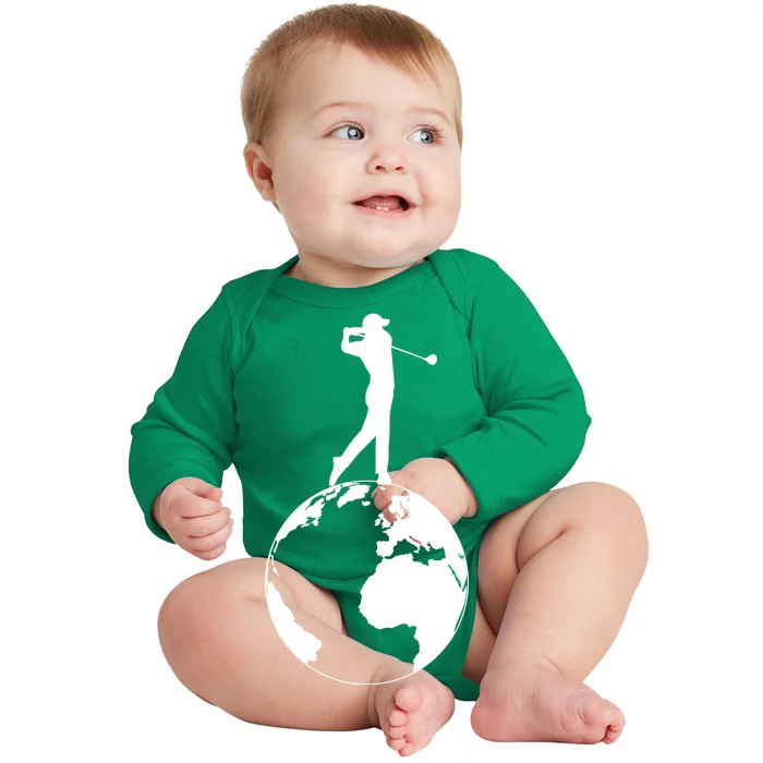 Golfer on top of the World Golf Logo Baby Long Sleeve Bodysuit