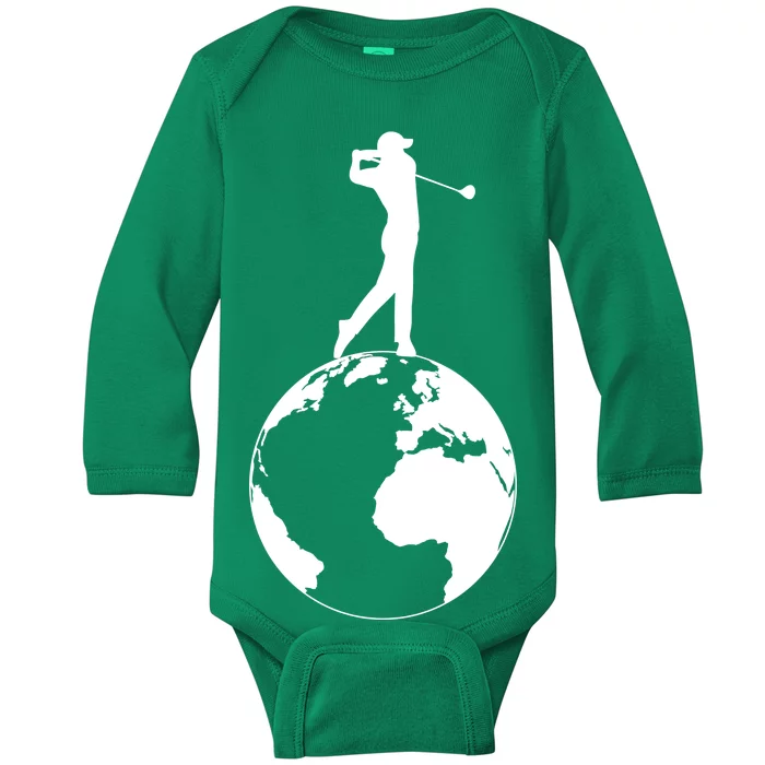 Golfer on top of the World Golf Logo Baby Long Sleeve Bodysuit