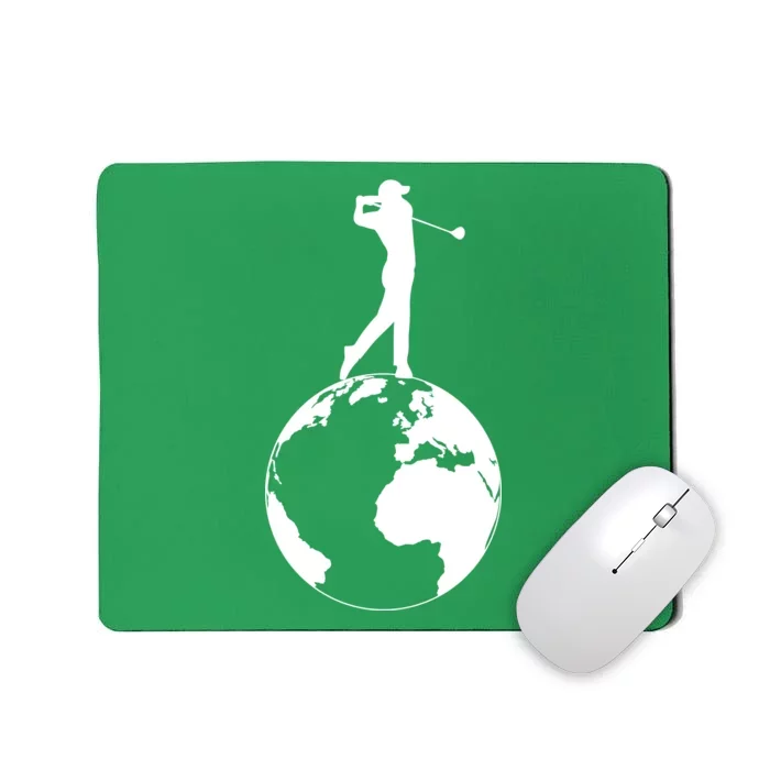 Golfer on top of the World Golf Logo Mousepad