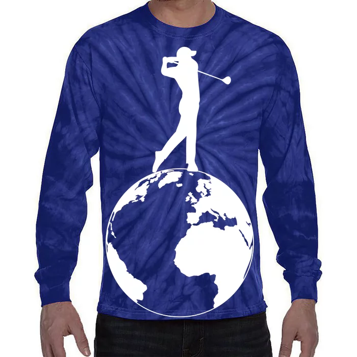 Golfer on top of the World Golf Logo Tie-Dye Long Sleeve Shirt