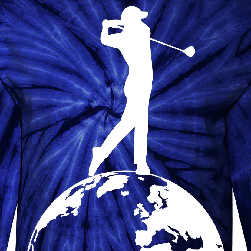 Golfer on top of the World Golf Logo Tie-Dye Long Sleeve Shirt