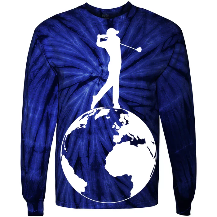 Golfer on top of the World Golf Logo Tie-Dye Long Sleeve Shirt