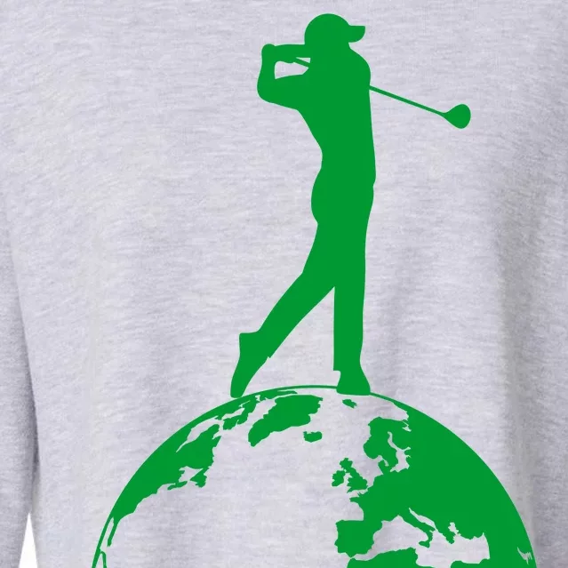 Golfer on top of the World Golf Logo Cropped Pullover Crew