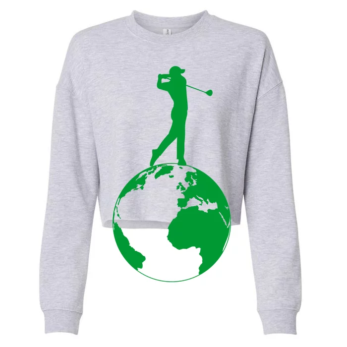 Golfer on top of the World Golf Logo Cropped Pullover Crew