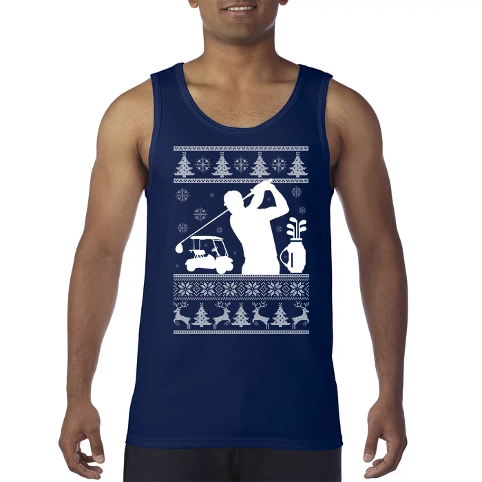 Golfing Fan Ugly Christmas Sweater Tank Top