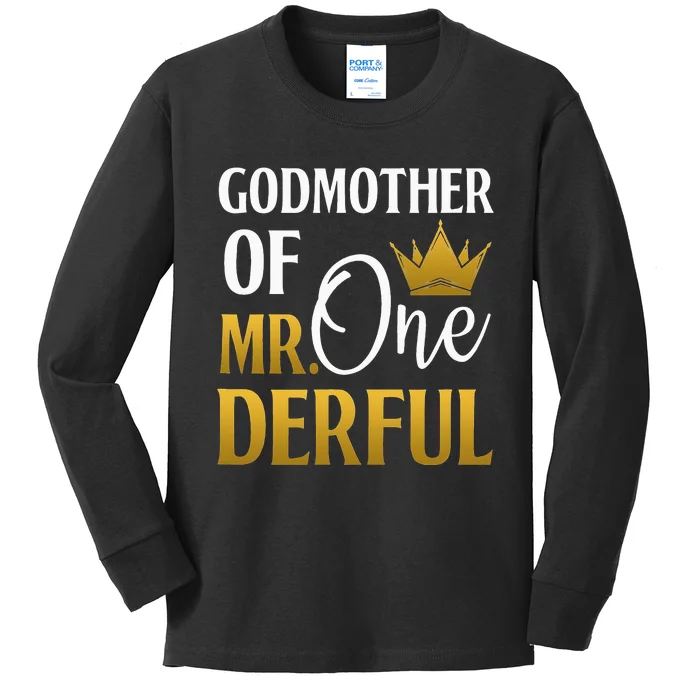 Godmother of Mr Onederful 1st Birthday First One-Derful Kids Long Sleeve Shirt