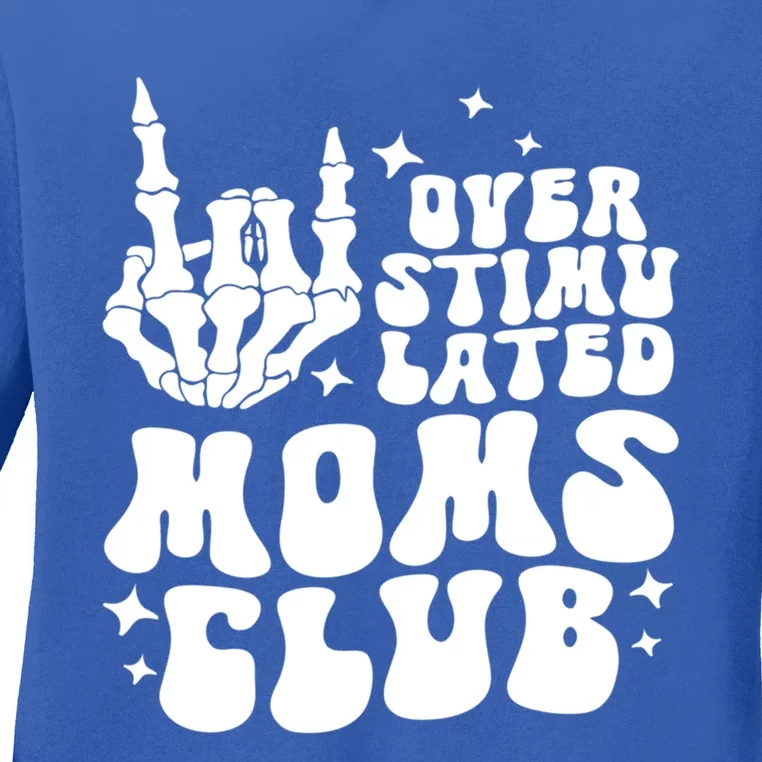 Groovy Overstimulated Moms Club Funny Trendy Mom Rock Hand Gift Ladies Long Sleeve Shirt