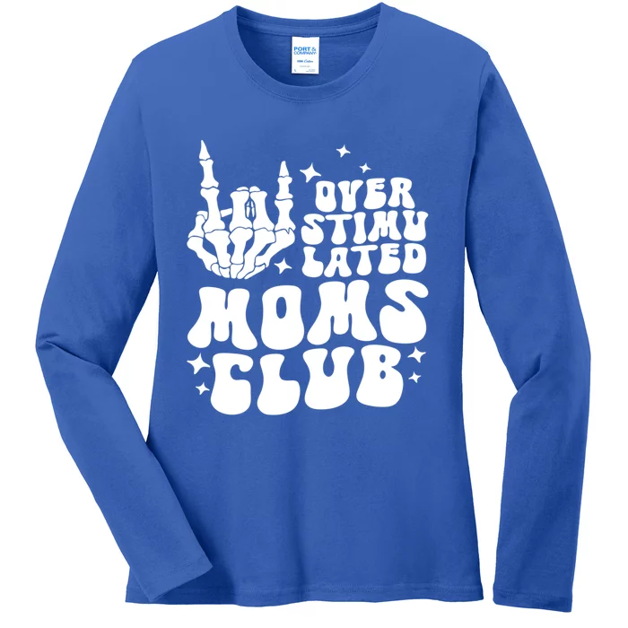 Groovy Overstimulated Moms Club Funny Trendy Mom Rock Hand Gift Ladies Long Sleeve Shirt