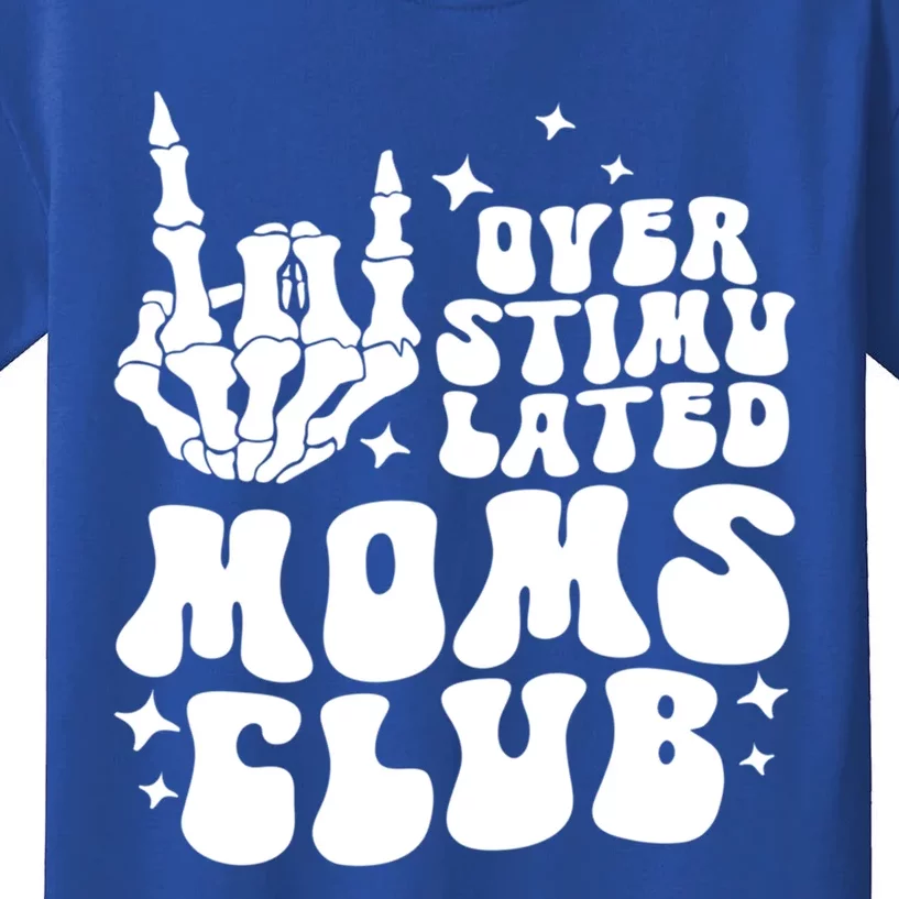 Groovy Overstimulated Moms Club Funny Trendy Mom Rock Hand Gift Kids T-Shirt