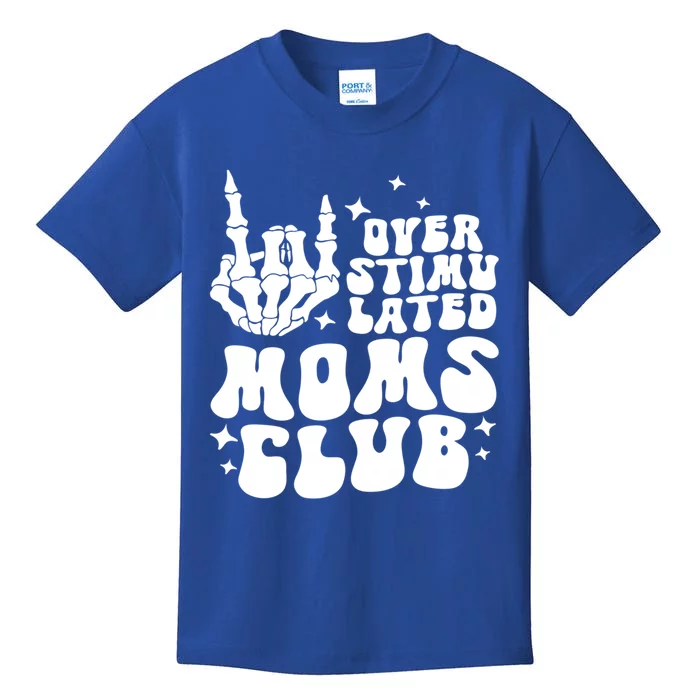 Groovy Overstimulated Moms Club Funny Trendy Mom Rock Hand Gift Kids T-Shirt