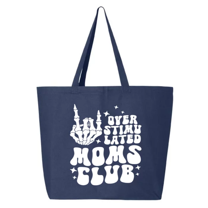 Groovy Overstimulated Moms Club Funny Trendy Mom Rock Hand Gift 25L Jumbo Tote