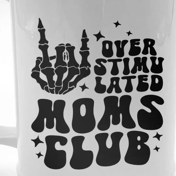 Groovy Overstimulated Moms Club Funny Trendy Mom Rock Hand Gift Front & Back Beer Stein