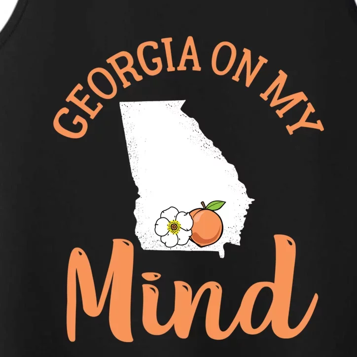 Georgia On My Mind GA Atlanta Peach Funny Southern State Performance Tank