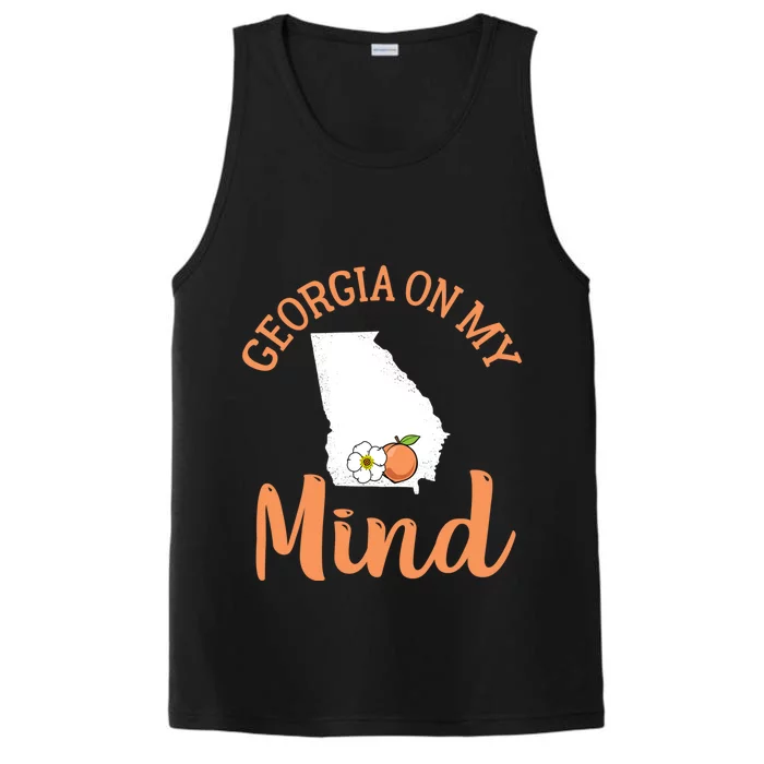 Georgia On My Mind GA Atlanta Peach Funny Southern State Performance Tank