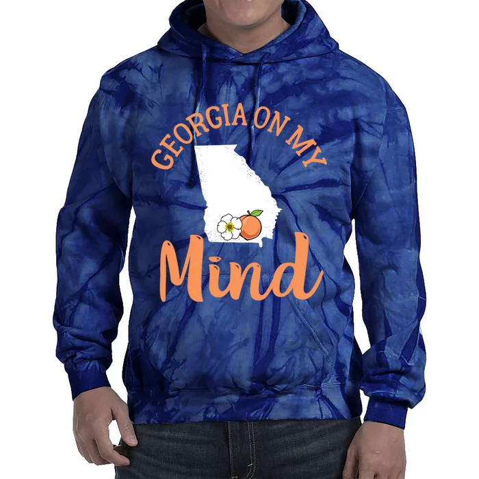 Georgia On My Mind GA Atlanta Peach Funny Southern State Tie Dye Hoodie